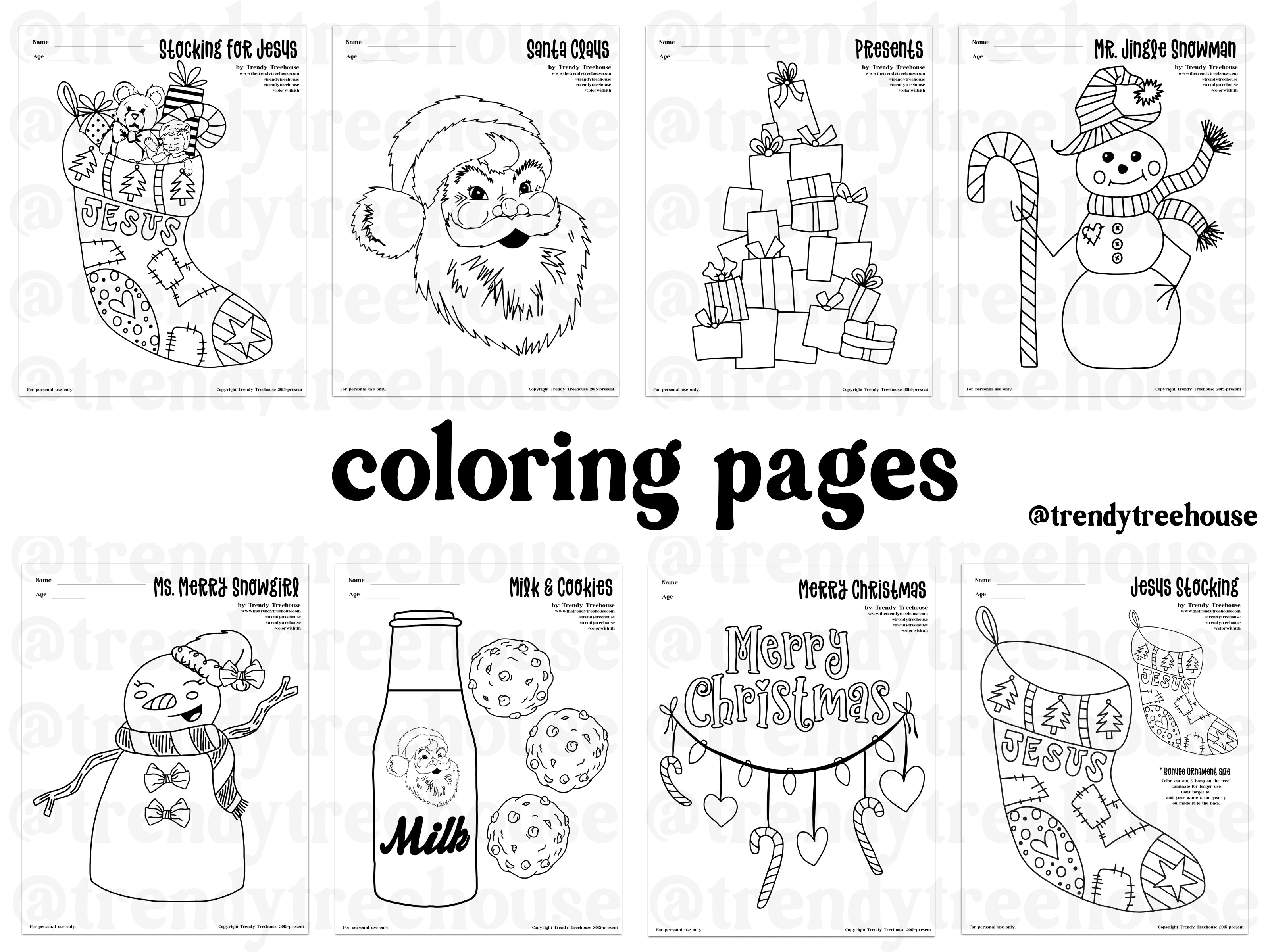 Christmas color pages â trendy treehouse
