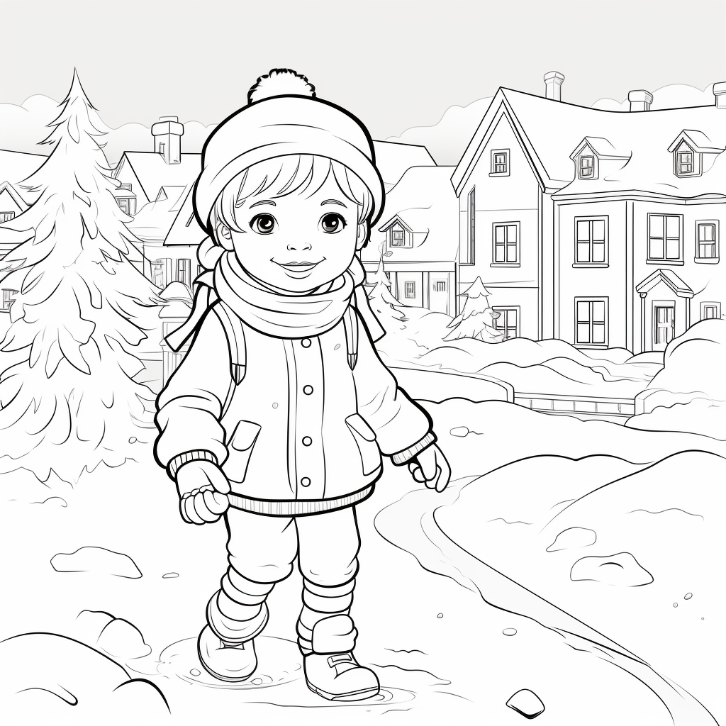The snowy day coloring page