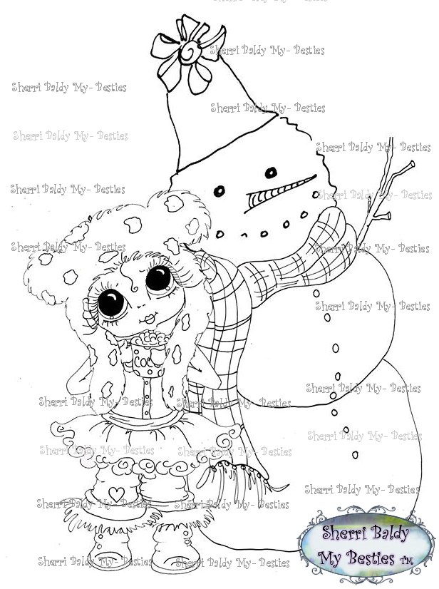 Instant download my besties snowflake snowpeople snowgirl the snowman bestie dolls digi stamp