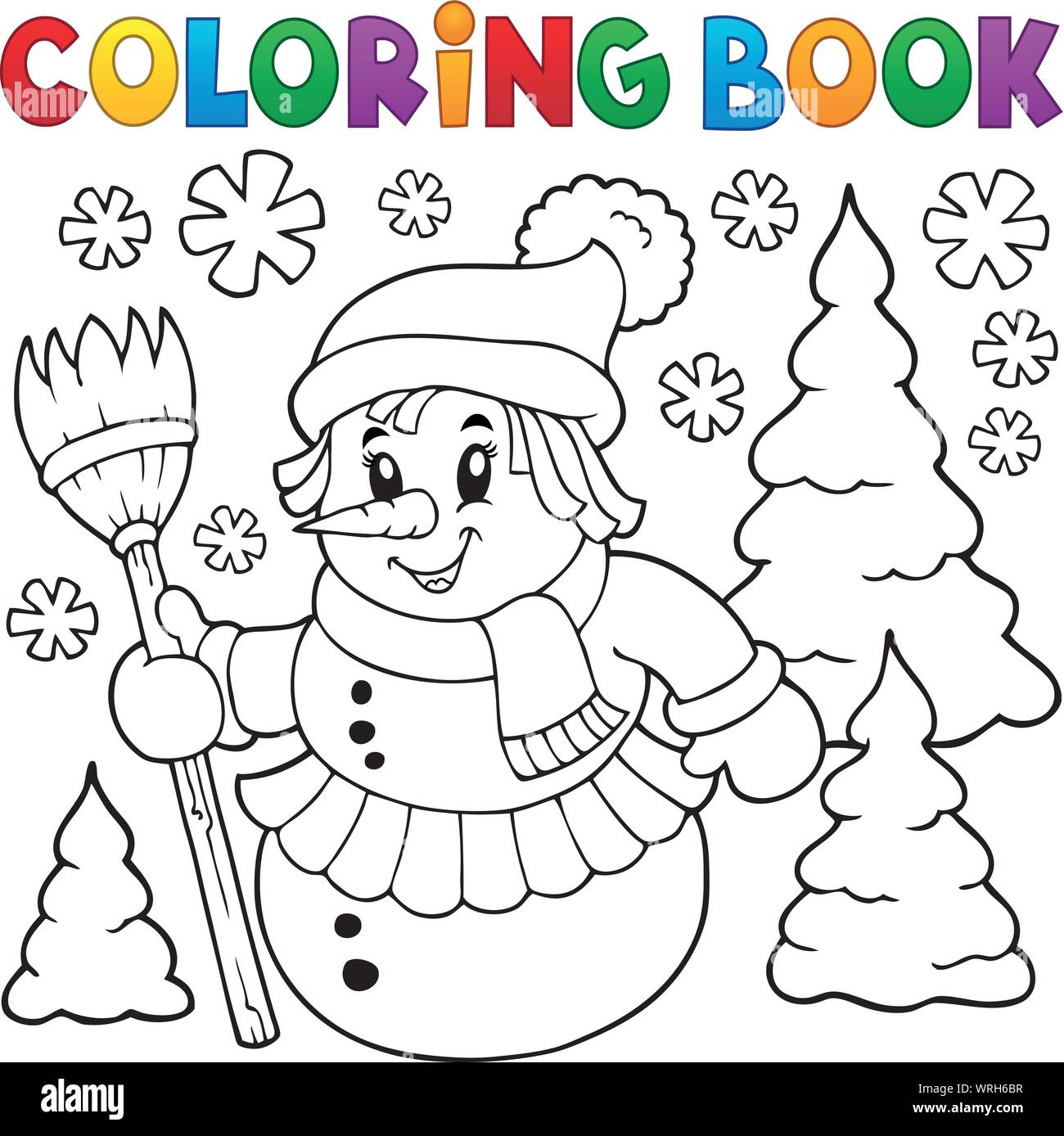 Coloring book snowwoman topic stock vector image art