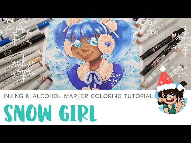 Lets color a snow girl a wintery alcohol marker tutorial