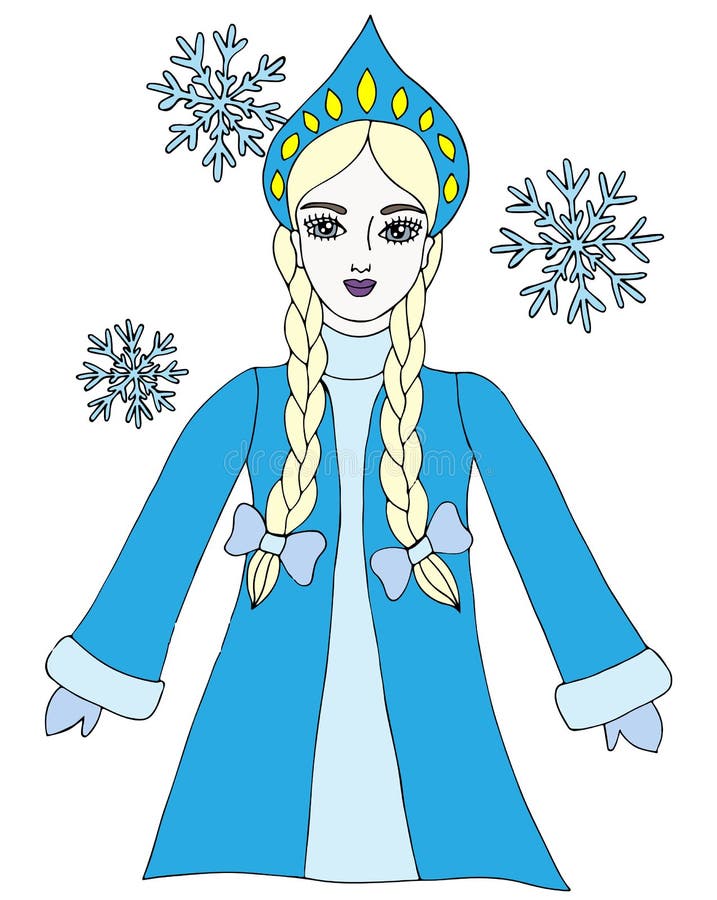 Colorful snow queen winter girl with snowflake stock vector