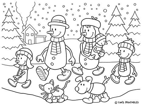 Snowman family coloring page â tims printables family coloring pages family coloring christmas coloring pages
