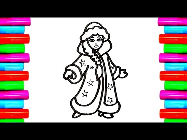 Drawing a snow girl how to draw snow girl painting and coloring for kidstoddlers