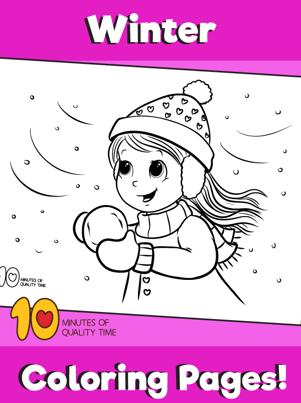 Girl in the snow coloring page â minutes of quality time