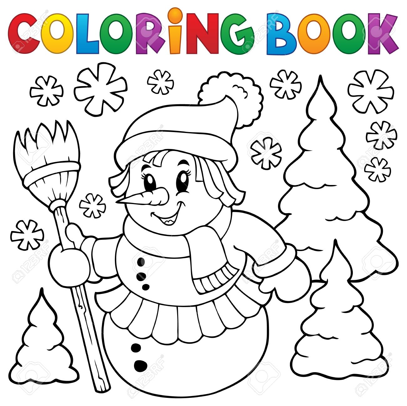 Coloring sheet of snow woman royalty free svg cliparts vectors and stock illustration image