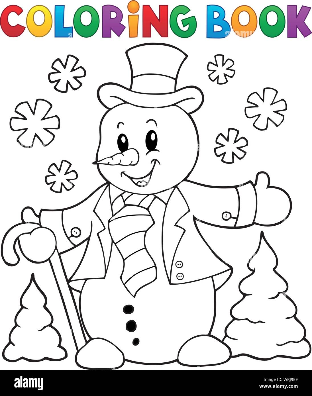 Coloring book snowman topic stock vector image art
