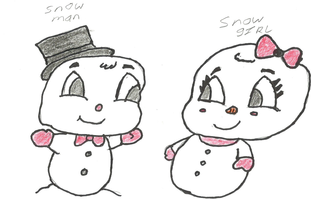 Snowman and snow girl by darkcpo on