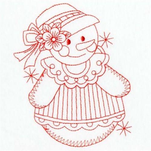 Redwork snow girl embroidery design