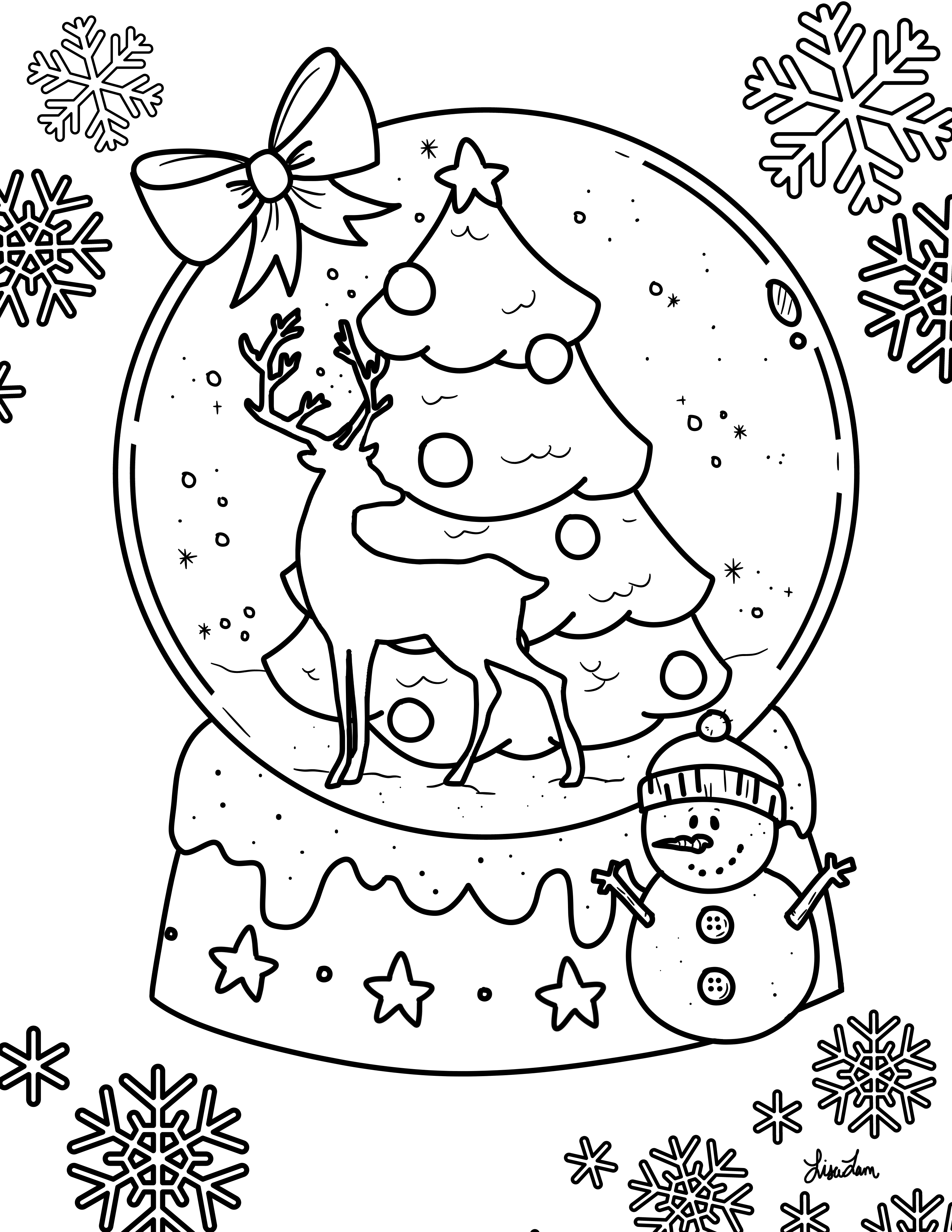 Snow globe colouring sheet scyap