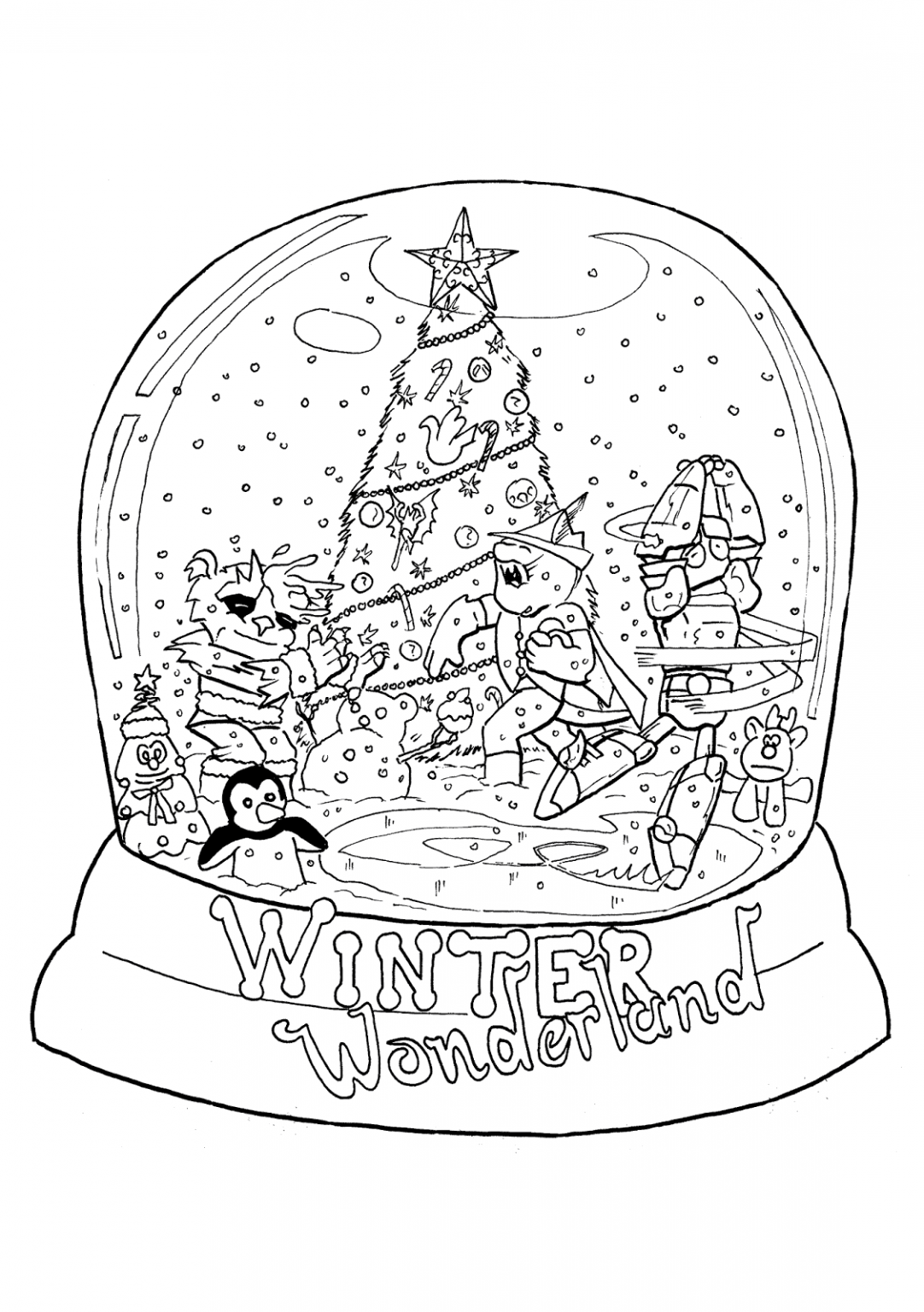 Snowglobe coloring pages