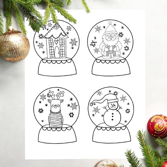 Snow globe coloring page kids christmas coloring page snowglobe art snowglobe coloring kids coloring book christmas coloring book