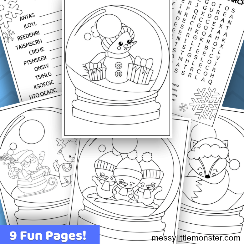 Snow globe colouring pages
