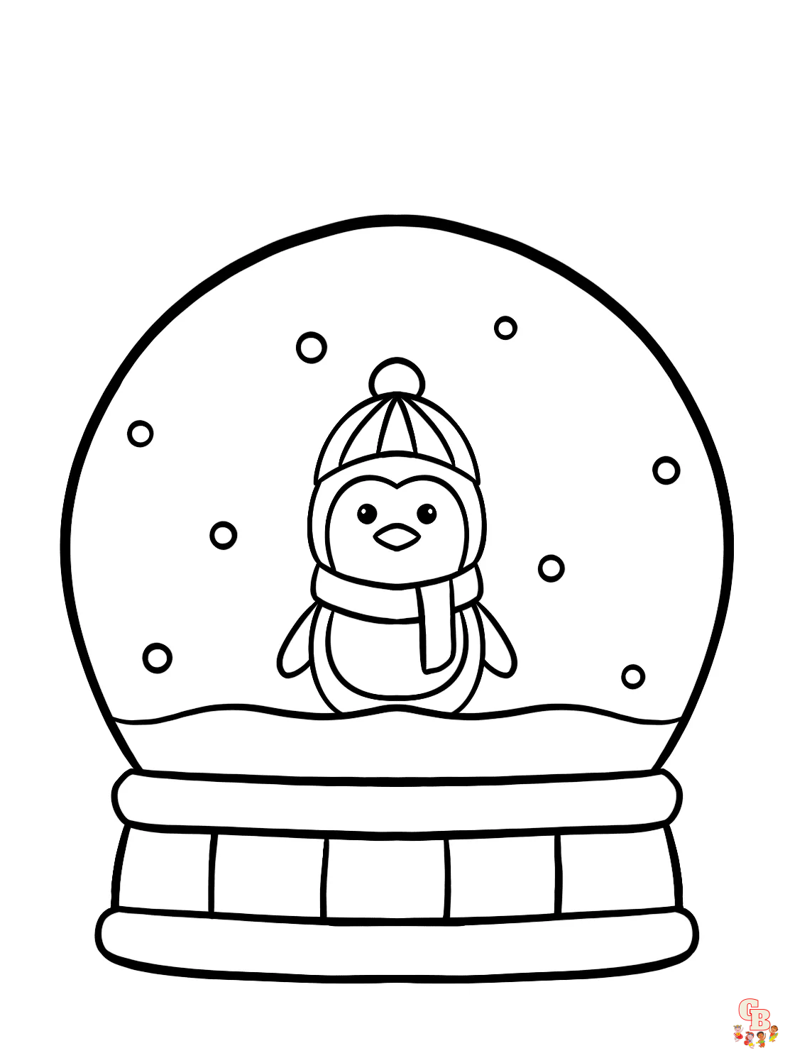 Fun and easy snowglobe coloring pages for kids free printable