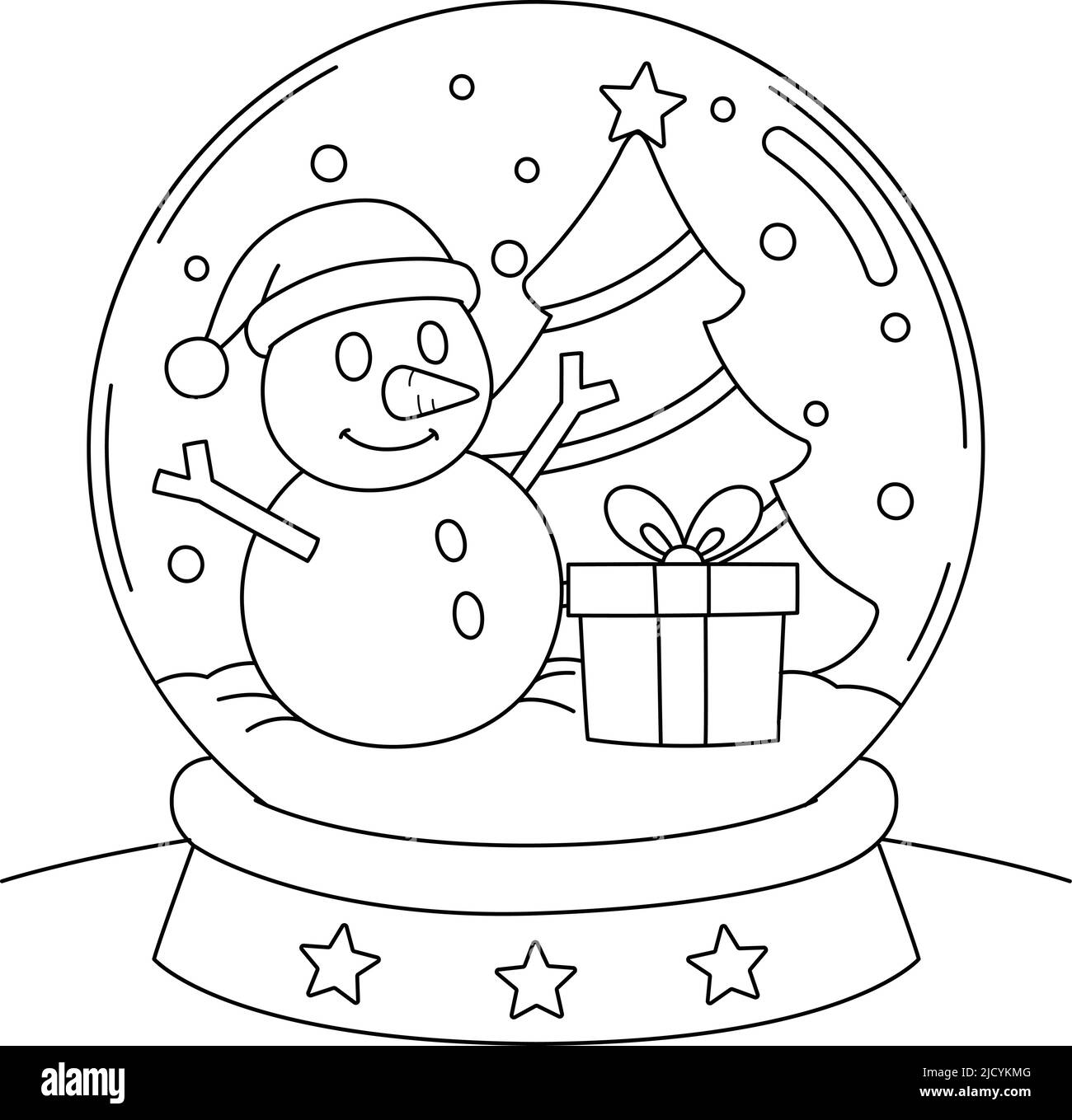 Christmas snow globe coloring page for kids stock vector image art
