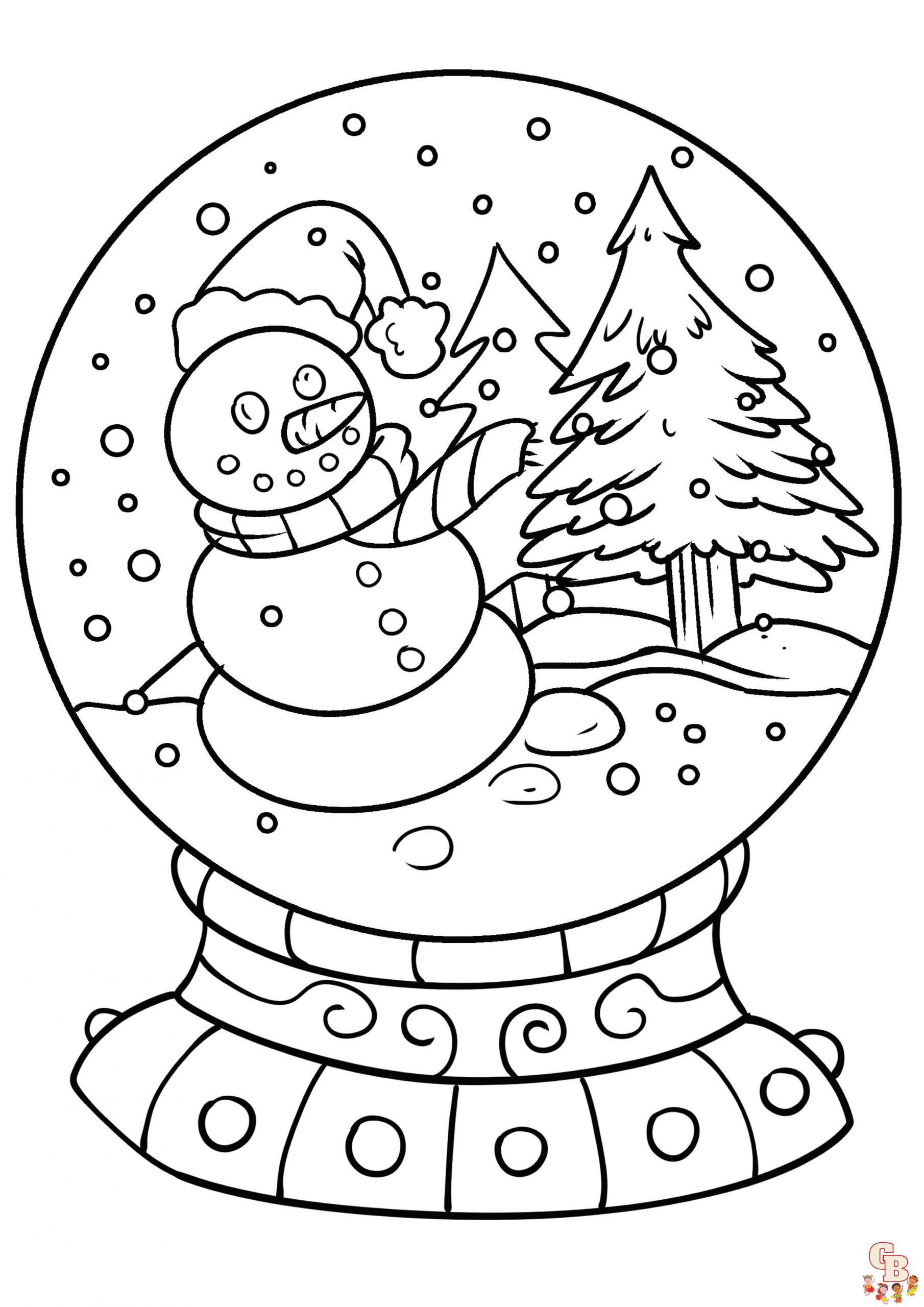 Fun and easy snowglobe coloring pages for kids free printable