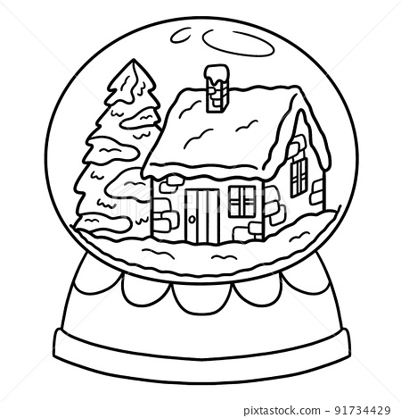 Christmas snow globe isolated coloring page