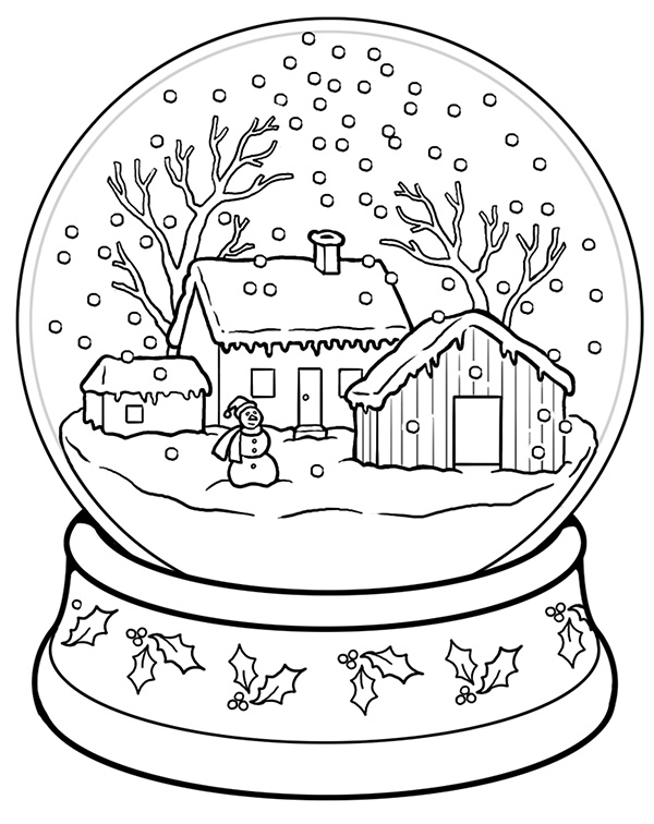 Coloring pages snow globe christmas coloring sheet