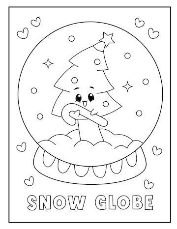 Premium vector christmas snow globe coloring page for kids