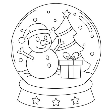 Snow globe coloring pages stock illustrations cliparts and royalty free snow globe coloring pages vectors