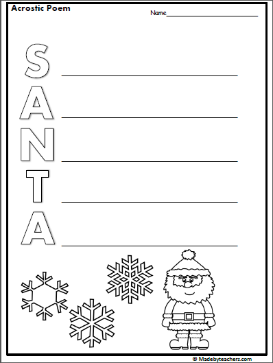 Santa acrostic poem made by teachers