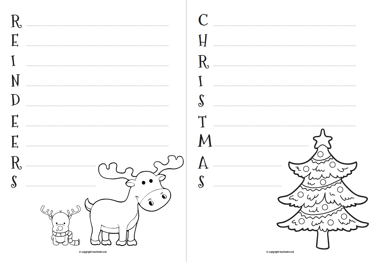 Christmas acrostic poems worksheet for primary