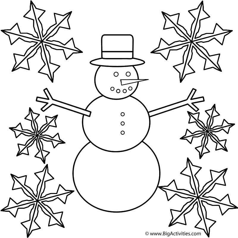 Snowman with snowflakes