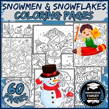 Snowmen snowflakes and winter scenes coloring pages activity tpt