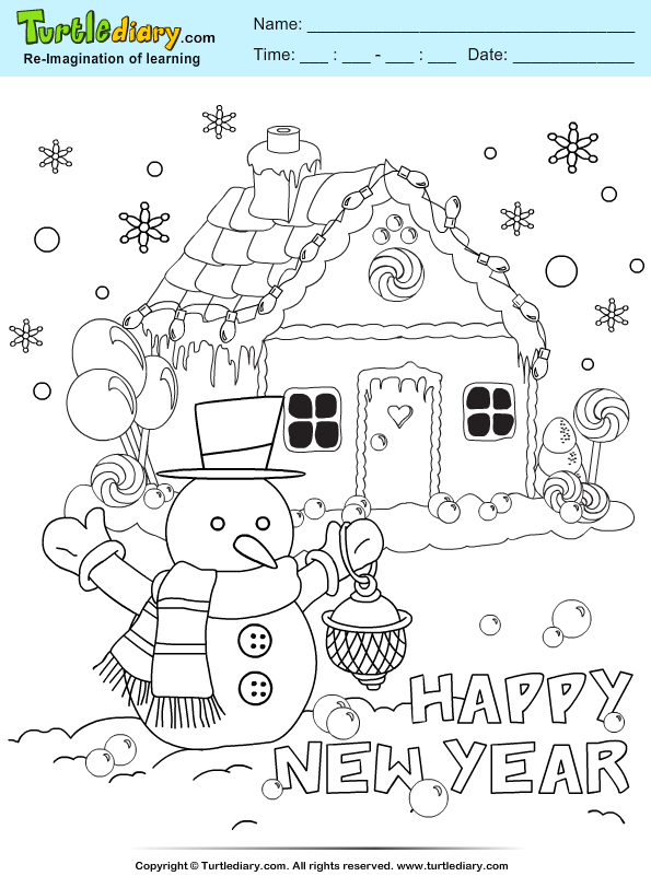 Snowman and snowflake coloring sheet turtle diary