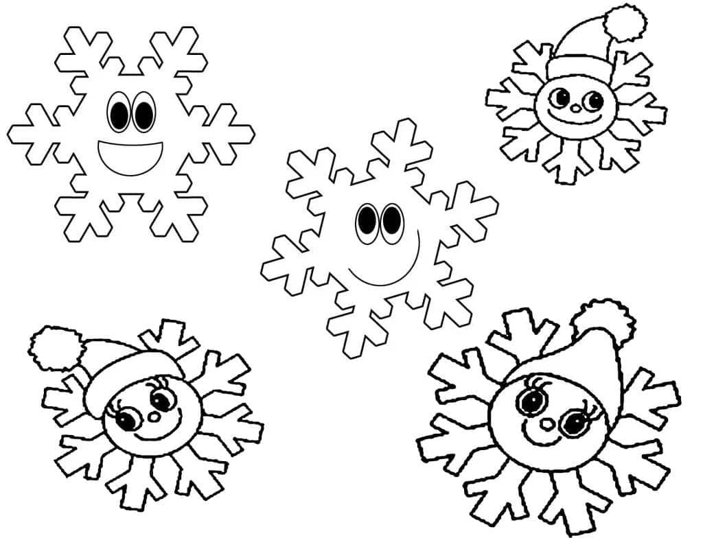 Cute snowflakes coloring page