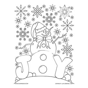 Joyâ snowman holiday coloring page