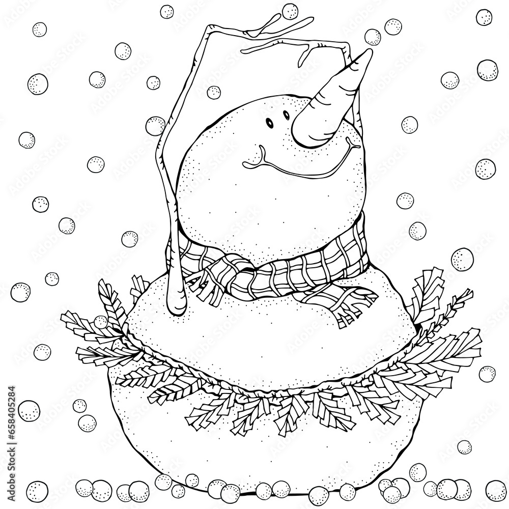 Cheerful snowman ballera ballet dancer merry christmas happy new year pattern for adult colorg book black and white ððµðºñðñðñð ððñðµðºñ stock adâ ð ð ððñðµðºññ