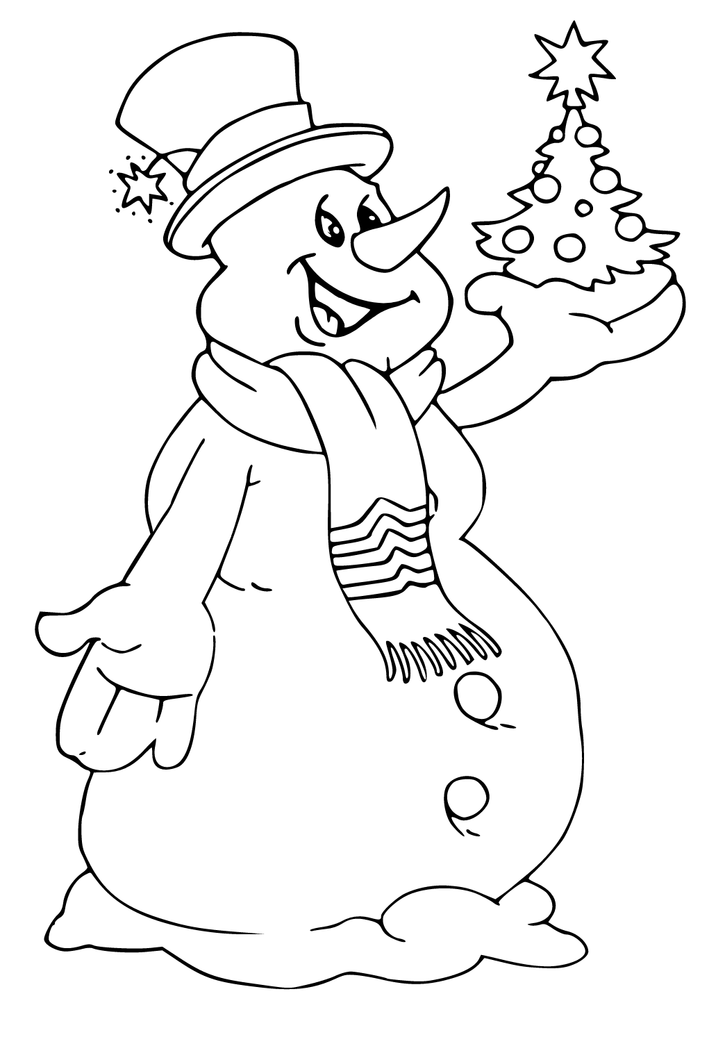 Free printable snowman smile coloring page for adults and kids