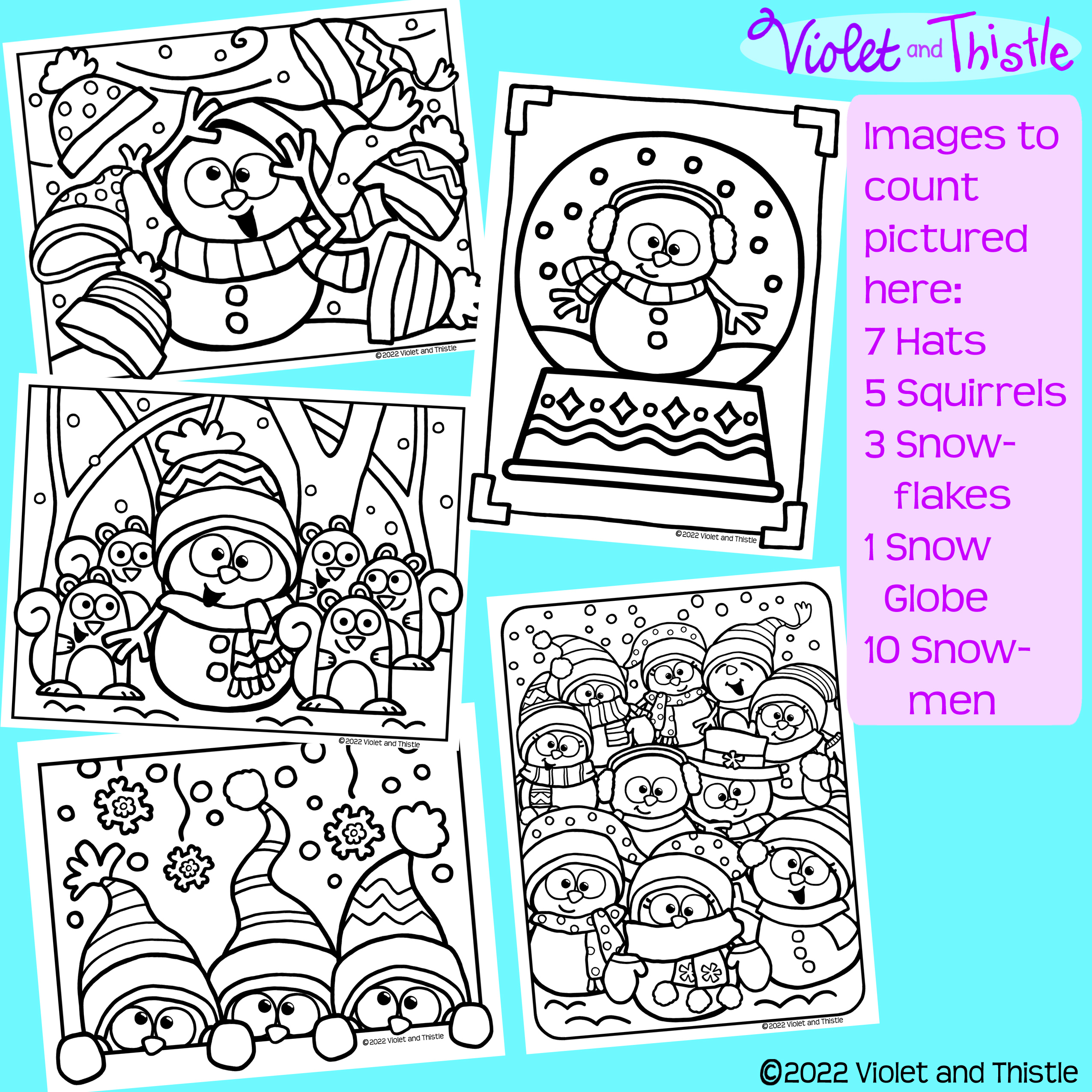 Snowman coloring pages cute snowman winter color counting sheets with math activity snowflake birds made by teachers