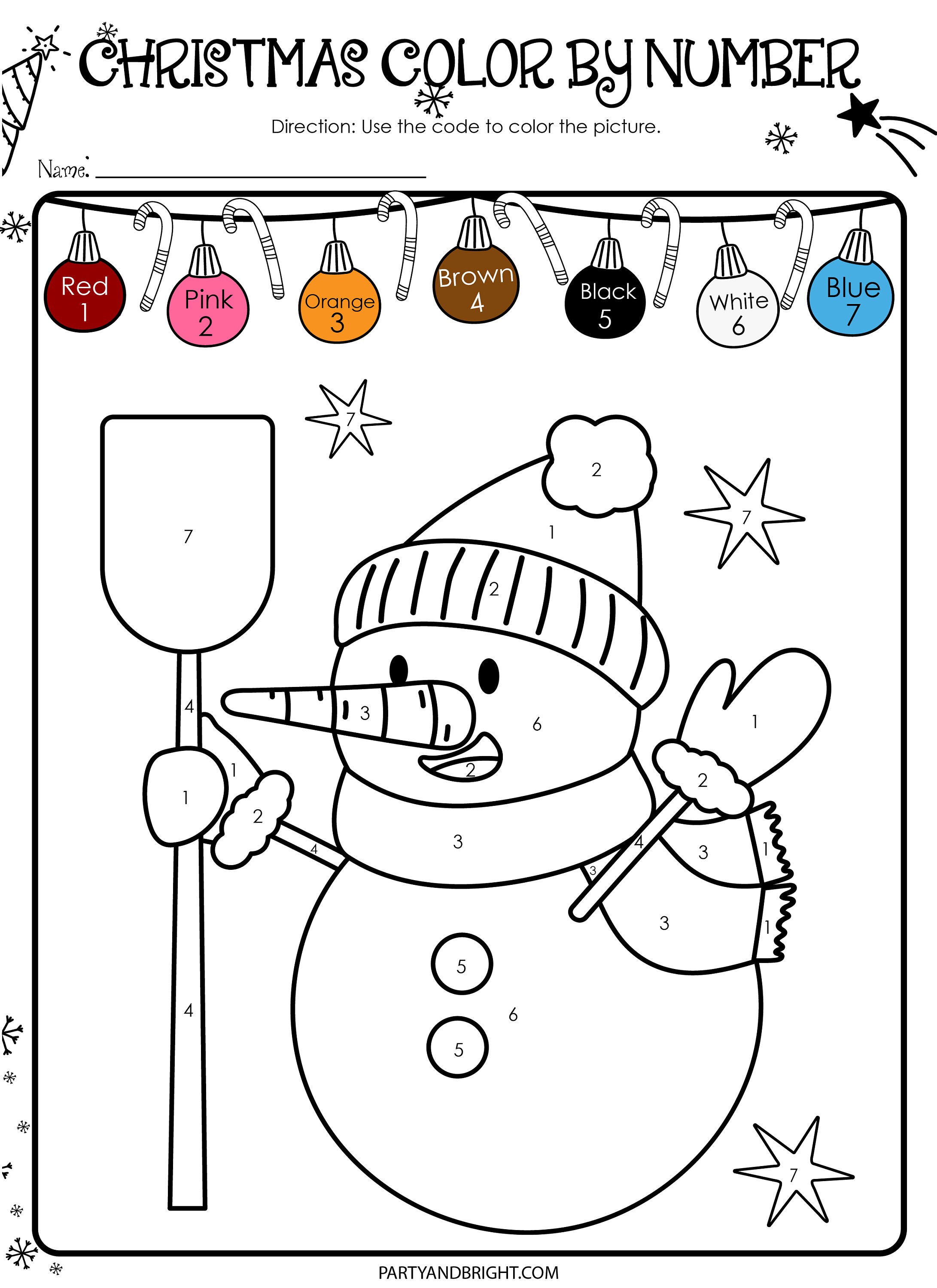 Christmas color by number printable pdf holiday coloring sheets digital xmas coloring pages for kids