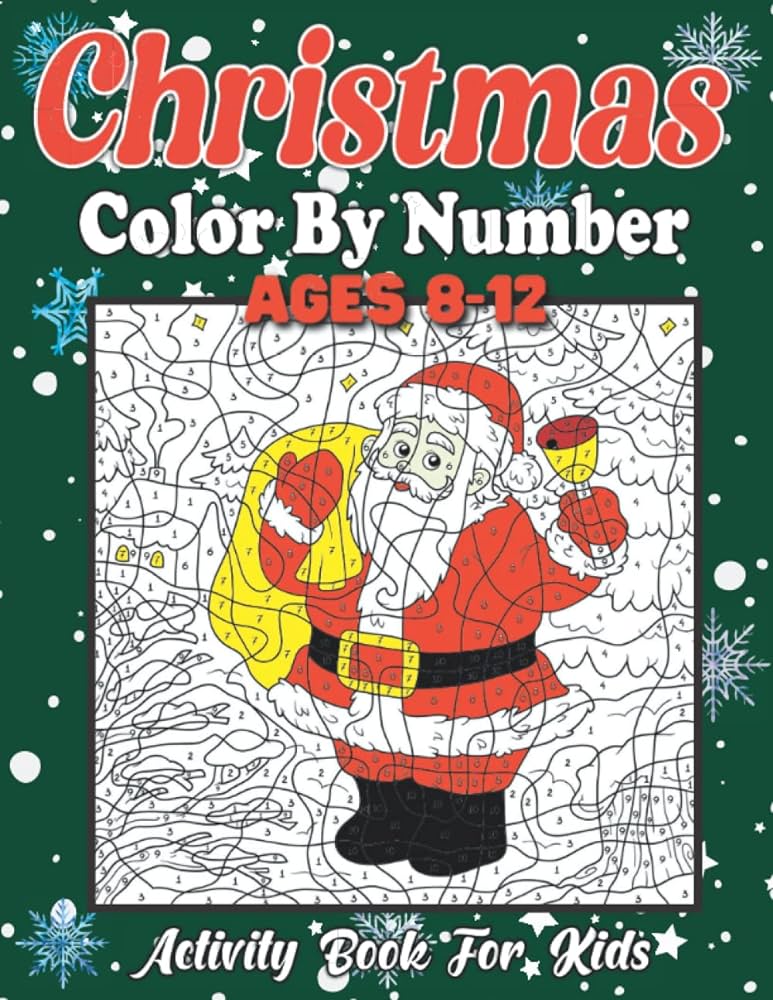 Christmas color by number activity book for kids ages