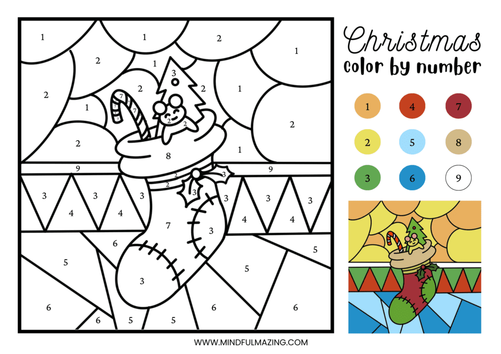 Free christmas color by number printables â