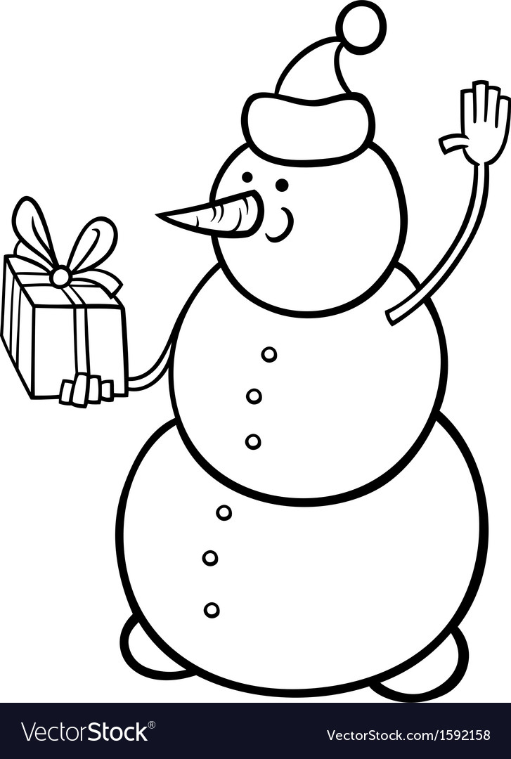 Christmas snowman coloring page royalty free vector image