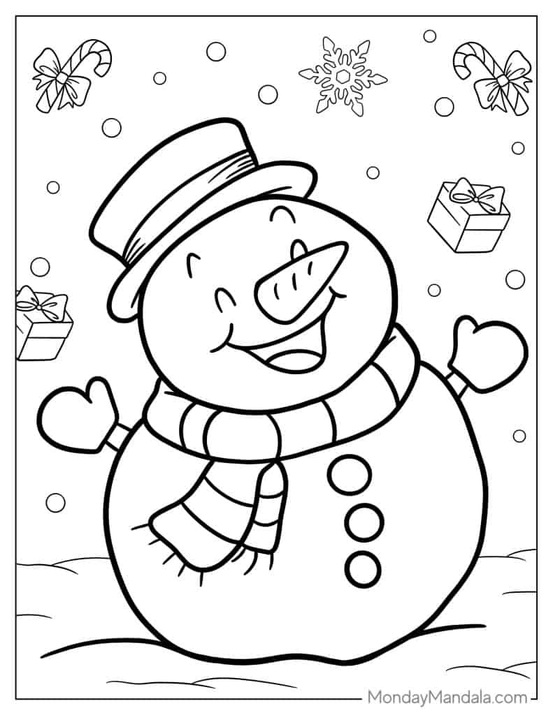 Snowman coloring pages free pdf printables