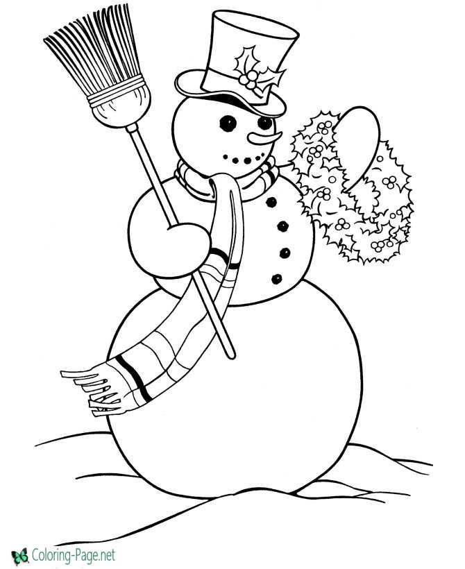 Snowman christmas coloring pages