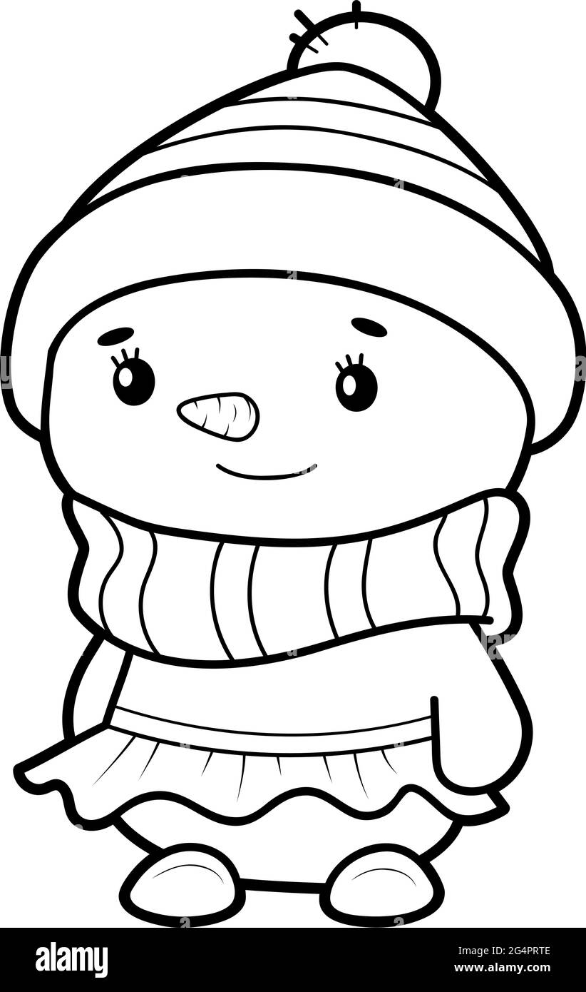 Christmas coloring book or page for kids snowman black and white vector illustration stock vector image art