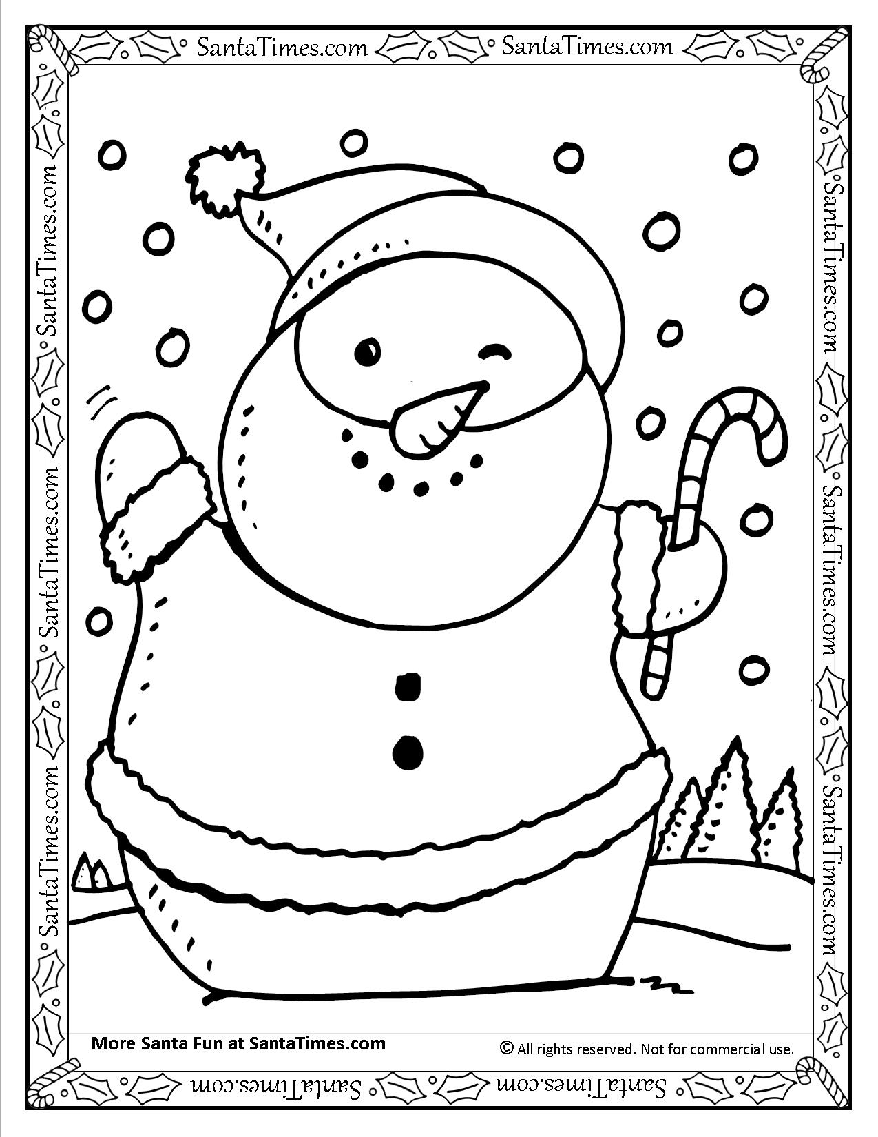 Santa snowman printable coloring page