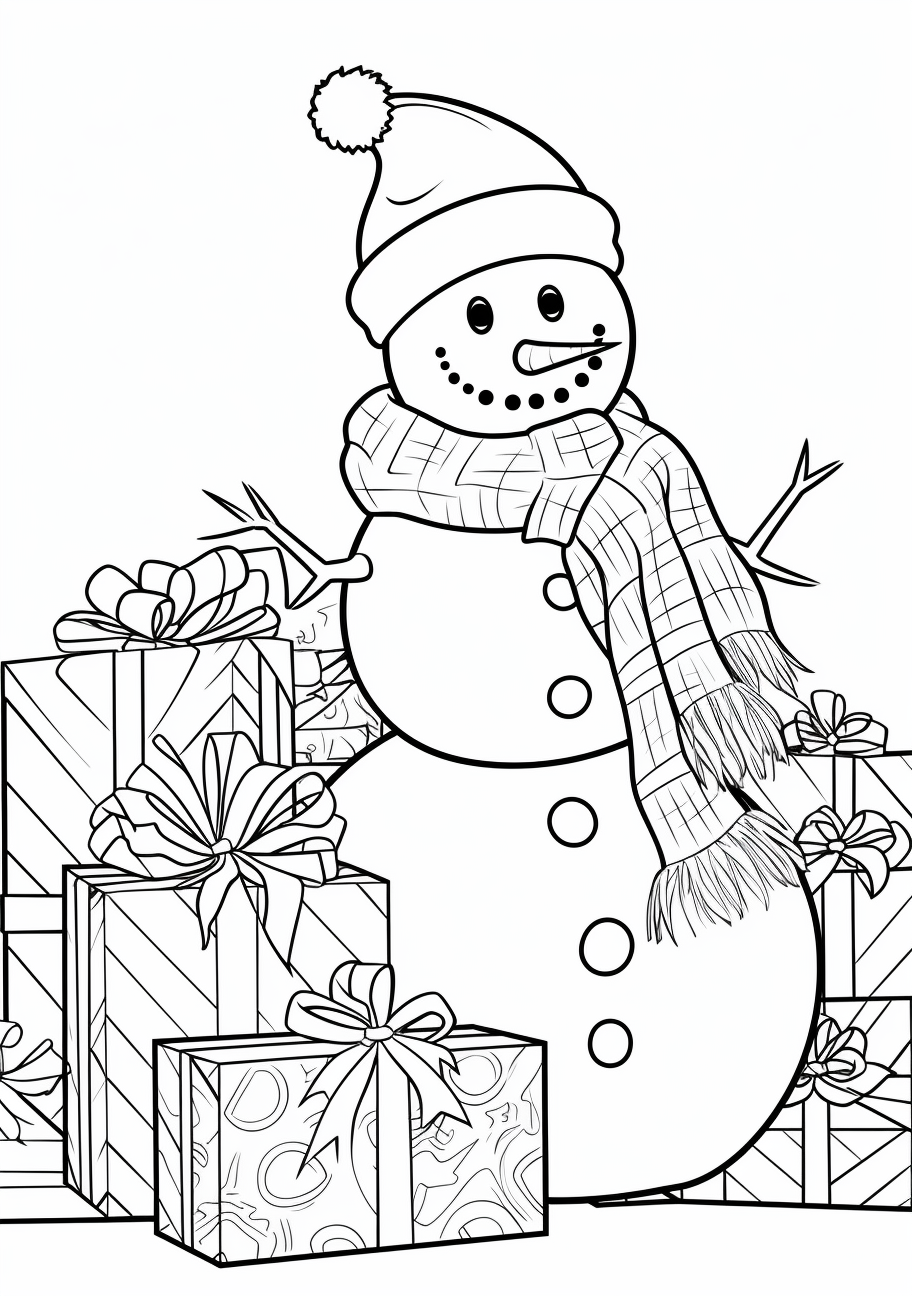 Holiday themed snowman coloring s