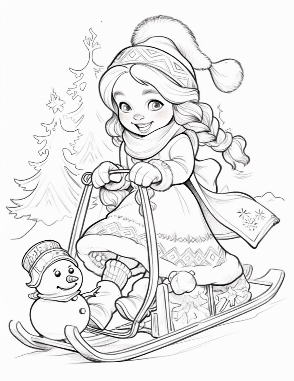 Snowman coloring pages for kids and adults