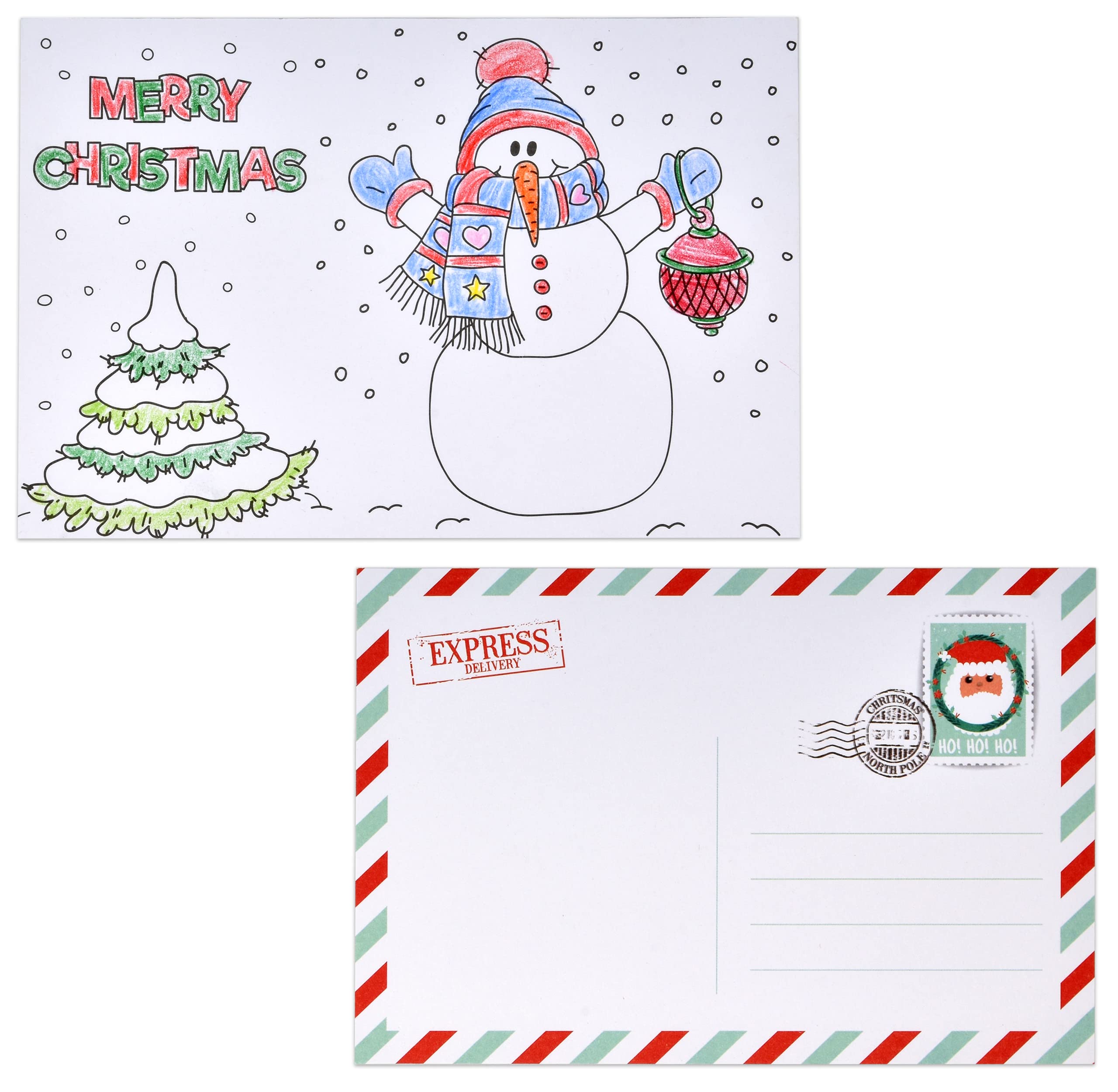 Pack christmas color your own postcards x coloring merry christmas greeting cards holiday xmas activity post card for friends family kids adult grandchildren students letter to santa