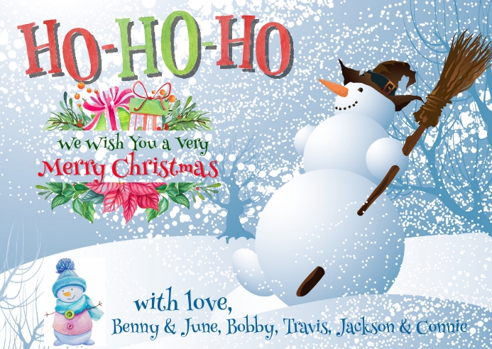 Snowman christmas postcard online greeting template