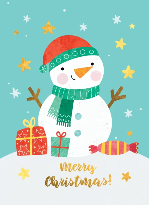 Merry christmas cute snowman by nastya rizaeva illustration pattern design