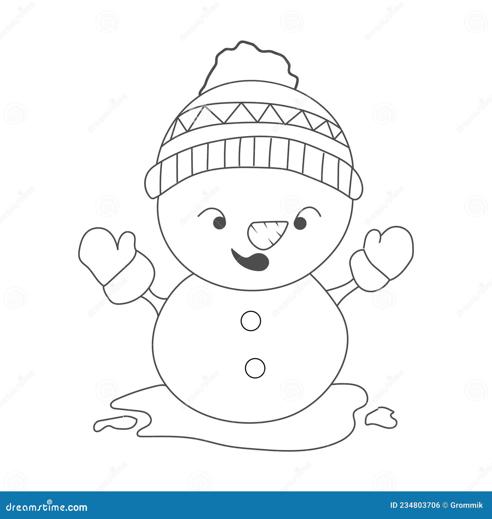 Snowman an empty outline for christmas and new year greetings coloring books printing and stamp silicone mold applique and stock vector