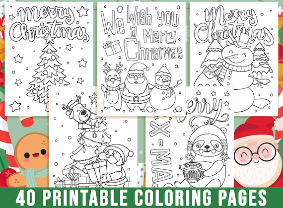 Christmas coloring book printable christmas coloring pages for kids merry christmas christmas tree santa claus snowman party activity