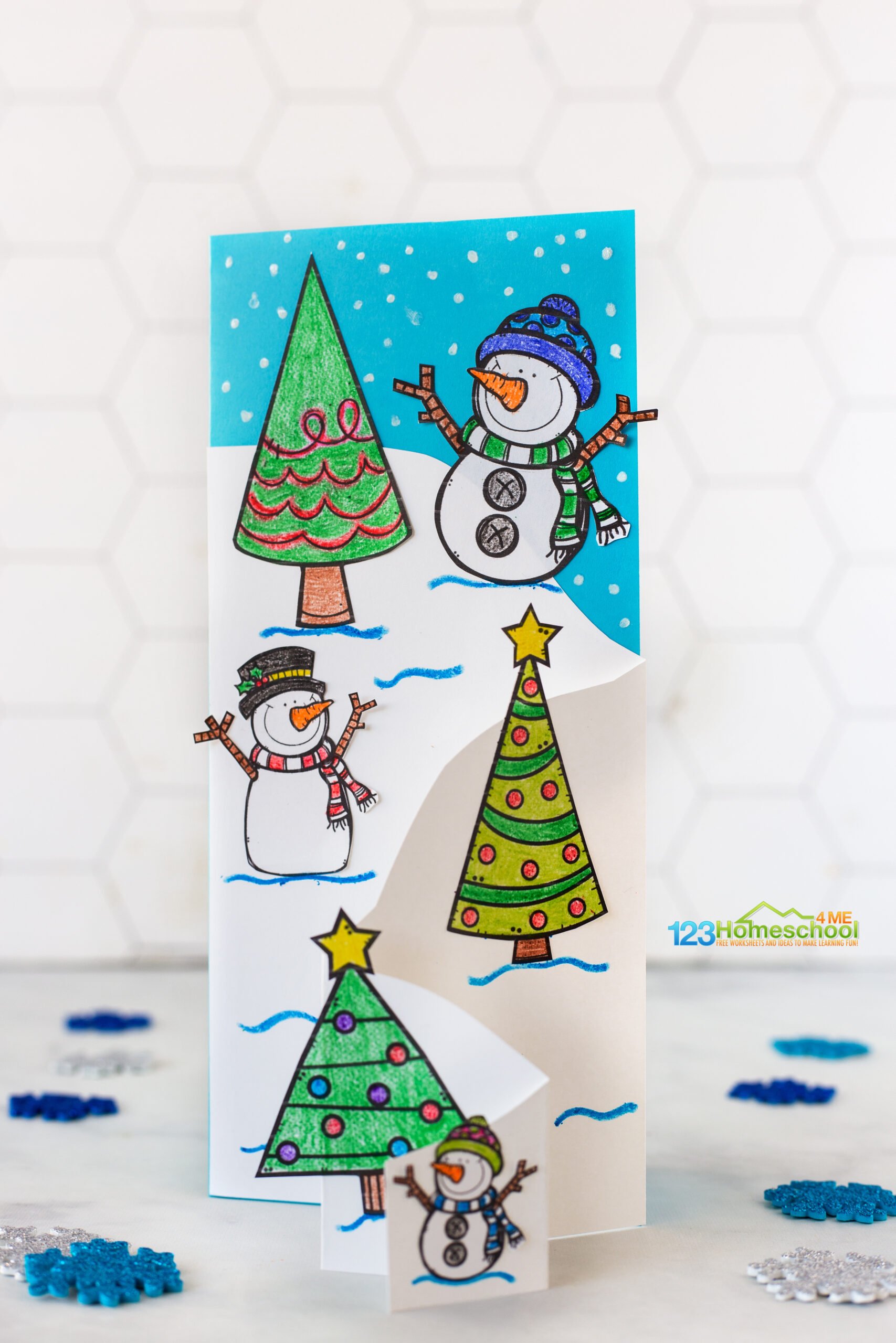 Â snowman handmade greeting cards winter craft for kids